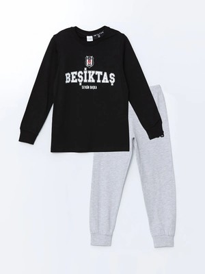 Lc Waikiki Yeni Sezon Bisiklet Yaka Beşiktaş Baskılı Erkek Çocuk Pijama Takımı