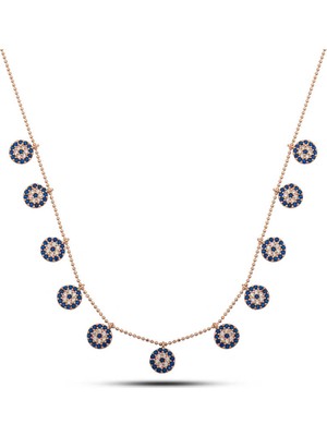 Tienda Elegante Gümüş Rose Nazarlı Şans Kadın Kolye