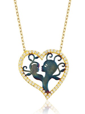 Tienda Elegante Gümüş Kalpli Anne Çocuk Kolyesi