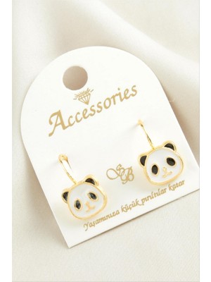 Zero Land Snmswrld Panda Mineli Klipsi Küpe-Beyaz