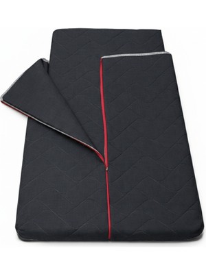 Zish Home Antrasit Taşınabilir Kendinden Fermuarlı Tulumlu Katlanır Kamp Yatağı Anne Yanı Yer Yatağı 5cm