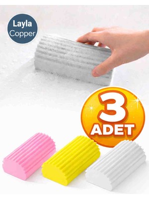 Layla Copper 3 Adet Nemli Silgi Süngeri Çok Amaçlı Temizlik Toz Süngeri Temizlik Süngeri