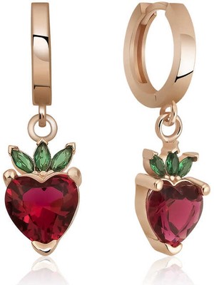 Tienda Elegante Gümüş Çilek Figür Meyve Küpe