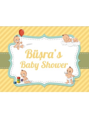 Reysa Tasarım Sarı Bebek ve Oyuncak Temalı Baby Shower Afişi 70X100 cm