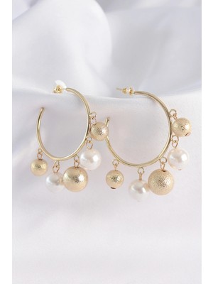 Luz&Pos Pirinç Gold Renk Topçuk Model Halka Küpe