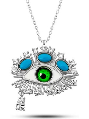 Tienda Elegante Gümüş Gözyaşı Damlası Koruyucu Bakış Kolye