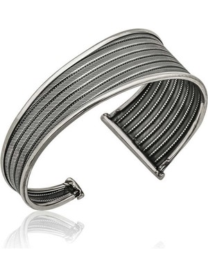 Tienda Elegante Gümüş Eskitme Desenli Bayan Bilezik