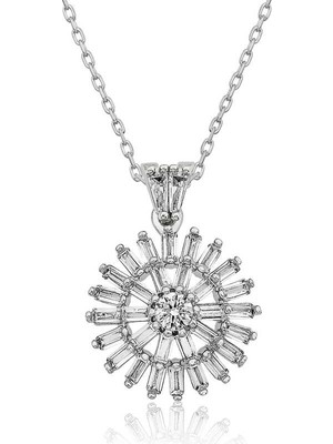 Tienda Elegante Gümüş Baget Taşlı Bayan Kolye