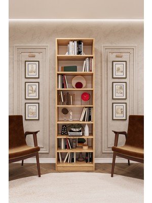 Asra Trend MDF Safir Meşe Kitaplık – Ayarlanabilir Raflar, Ev & Ofis Modern Dekoratif Kitaplık, K-02