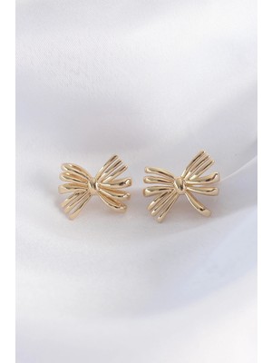 Luz&Pos Pirinç Gold Renk Fiyonk Küpe