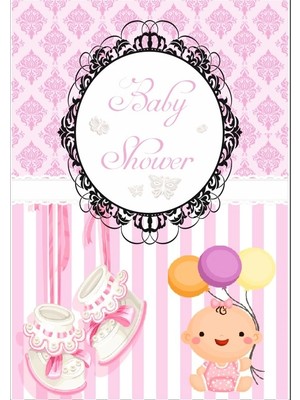 Reysa Tasarım Pembe Bebek Temalı Baby Shower Afişi 35X50 cm