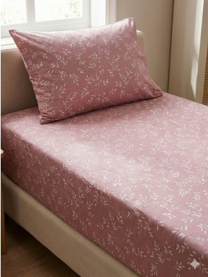 Maki Home %100 Pamuklu Pembe Çiçekler 90X190+50X70 cm Tek Kişilik Lastikli Çarşaf Takımı