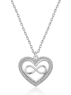 Tienda Elegante Gümüş Kalp Sonsuzluk Bayan Kolye