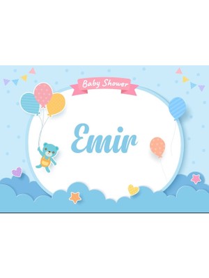 Reysa Tasarım Mavi Ayıcık Temalı Baby Shower Afişi 70X100 cm