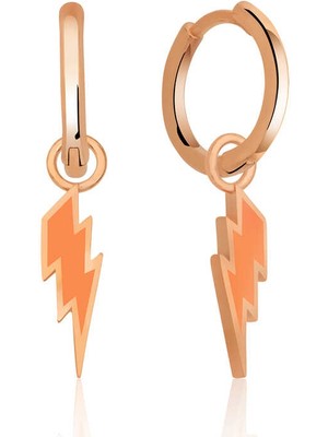 Tienda Elegante Gümüş Fosforlu Turuncu Şimşek Küpe