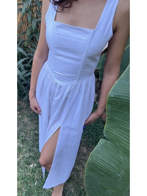 Tfifty Korseli Keten Elbise