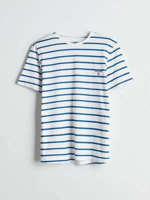 Lc Waikiki Yeni Sezon Bisiklet Yaka Çizgili Erkek Pijama Üst