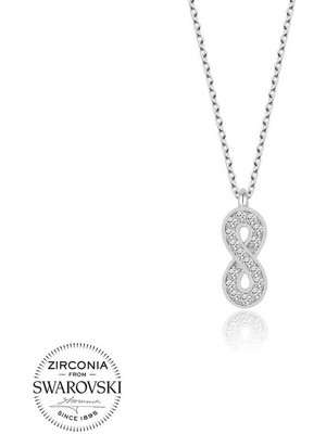 Fm Swarovski Taşlı Gümüş Sonsuzluk Bayan Kolye