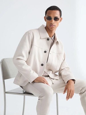 LC Waikiki Bej Rahat Kalıp Erkek Süet Mont