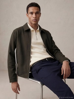 LC Waikiki Haki Standart Kalıp Erkek Kaşe Mont