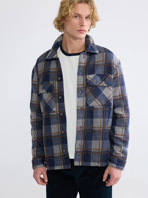 LC Waikiki Lacivert Rahat Kalıp Ekose Erkek Gömlek Ceket