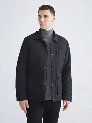 LC Waikiki Siyah Regular Fit Uzun Kollu Erkek Gömlek Ceket