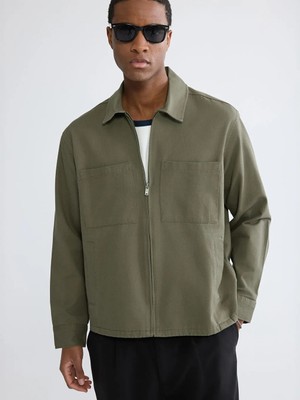 LC Waikiki Haki Loose Fit Erkek Gabardin Gömlek Ceket