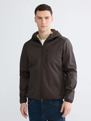 LC Waikiki Kahverengi Standart Kalıp Kapüşonlu Erkek Mont