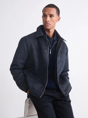 LC Waikiki Antrasit Rahat Kalıp Gömlek Yaka Süet Erkek Mont