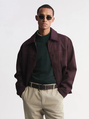 LC Waikiki Mürdüm Rahat Kalıp Gömlek Yaka Süet Erkek Mont