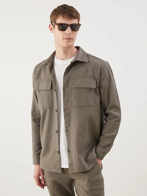 LC Waikiki Haki Regular Fit Uzun Kollu Erkek Gömlek Ceket