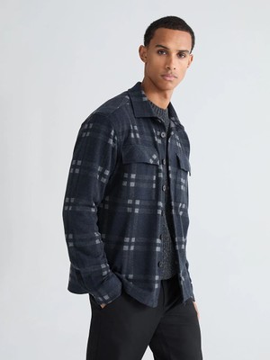 LC Waikiki Antrasit Regular Fit Uzun Kollu Ekose Erkek Gömlek Ceket