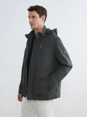 LC Waikiki Haki Standart Kalıp Kapüşonlu Erkek Mont