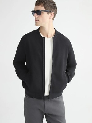 LC Waikiki Siyah Standart Kalıp Kolej Yaka Erkek Mont