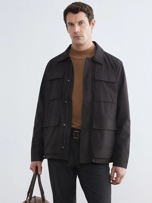 LC Waikiki Kahverengi Standart Kalıp Gömlek Yaka Erkek Mont