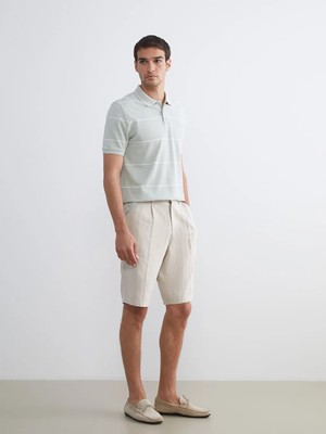 LC Waikiki Bej Standart Kalıp Keten Karışımlı Erkek Şort