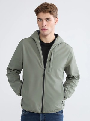 LC Waikiki Haki Standart Kalıp Kapüşonlu Erkek Mont