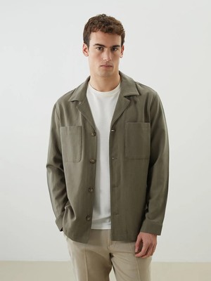 LC Waikiki Haki Regular Fit Uzun Kollu Erkek Gömlek Ceket