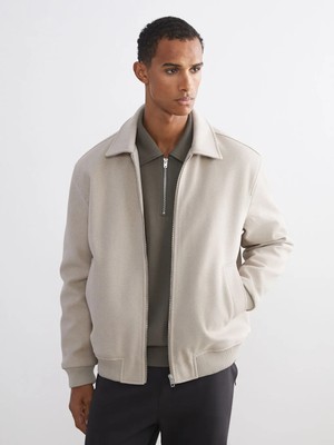 LC Waikiki Bej Standart Kalıp Gömlek Yaka Erkek Mont