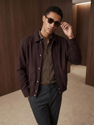 LC Waikiki Kahverengi Standart Kalıp Erkek Süet Mont