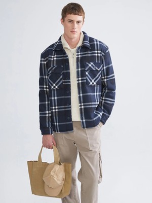 LC Waikiki Lacivert Rahat Kalıp Uzun Kollu Ekose Erkek Gömlek Ceket