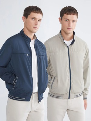 LC Waikiki Indigo Standart Kalıp Dik Yaka Erkek Mont