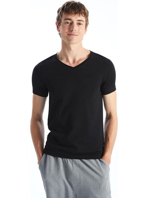 LC Waikiki Siyah V Yaka Kısa Kollu Erkek Atlet