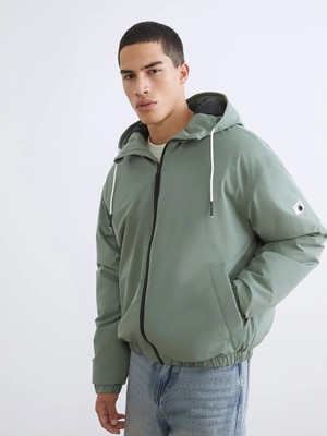 LC Waikiki Haki Standart Kalıp Kapüşonlu Erkek Mont