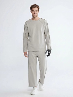 LC Waikiki Bej Kolay Giyilebilir Boydan Cırt Bantlı Erkek Eşofman Altı