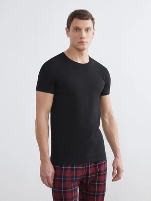 LC Waikiki Siyah Kısa Kollu Erkek Atlet Dar Kalıp %96 Pamuk İçerir M Beden