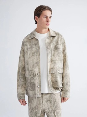 LC Waikiki Gri Rahat Kalıp Uzun Kollu Gabardin Erkek Gömlek Ceket