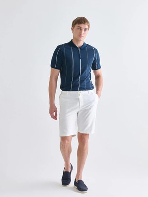 LC Waikiki Ekru Standart Kalıp Keten Görünümlü Erkek Şort