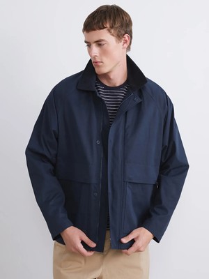 LC Waikiki Lacivert Fitilli Kadife Yakalı Erkek Ince Mont