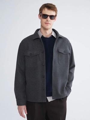 LC Waikiki Antrasit Rahat Kalıp Erkek Kaşe Gömlek Ceket